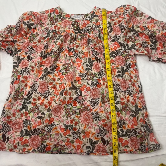 Johnny Was Valencia Circle Yoke Blouse Top Sz Large Floral Cuff Multicolor - Picture 12 of 14